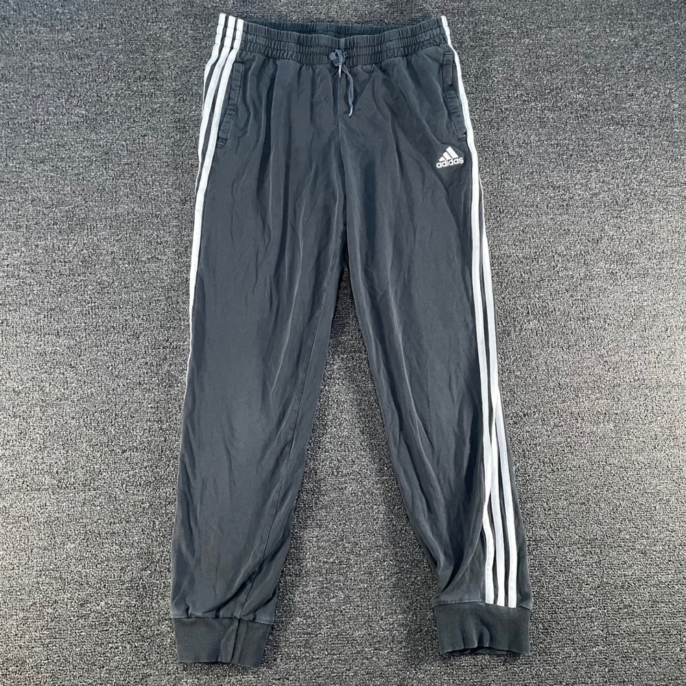 Adidas Jogger Pants Mens M Gray Good 3-Stripe Cotton Blend GM5542 Activewear